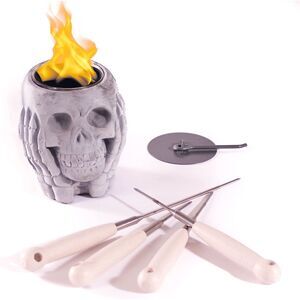 Tabletop Fire Pit Skull Design - NEW IN BOX - With Marshmallow Roasting Sticks